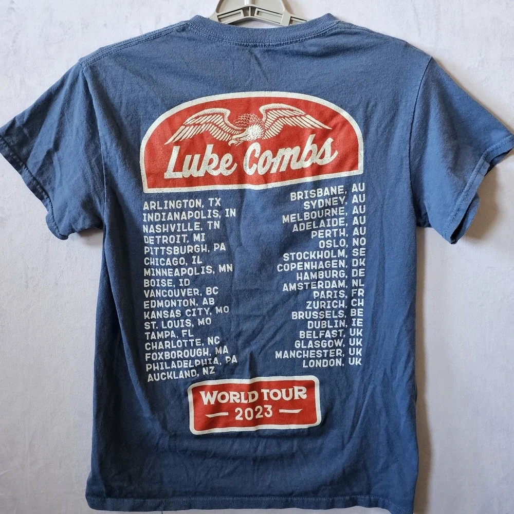 Luke‎ Combs World Tour 2023 Shirt Women's Size Small Blue T-Shirt Country Music - Picture 4 of 7